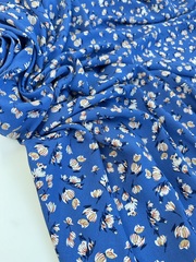 Вискоза штапель Лютики на синем фоне