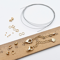 Набор для закрепки с китайским ювелирным тросиком 0,3 мм, цвет золото