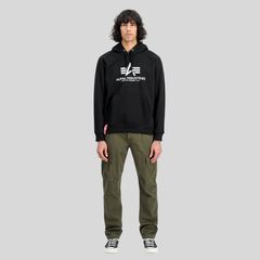 Толстовка Alpha Industries Basic Big Logo Hoodie Black (Чёрная)