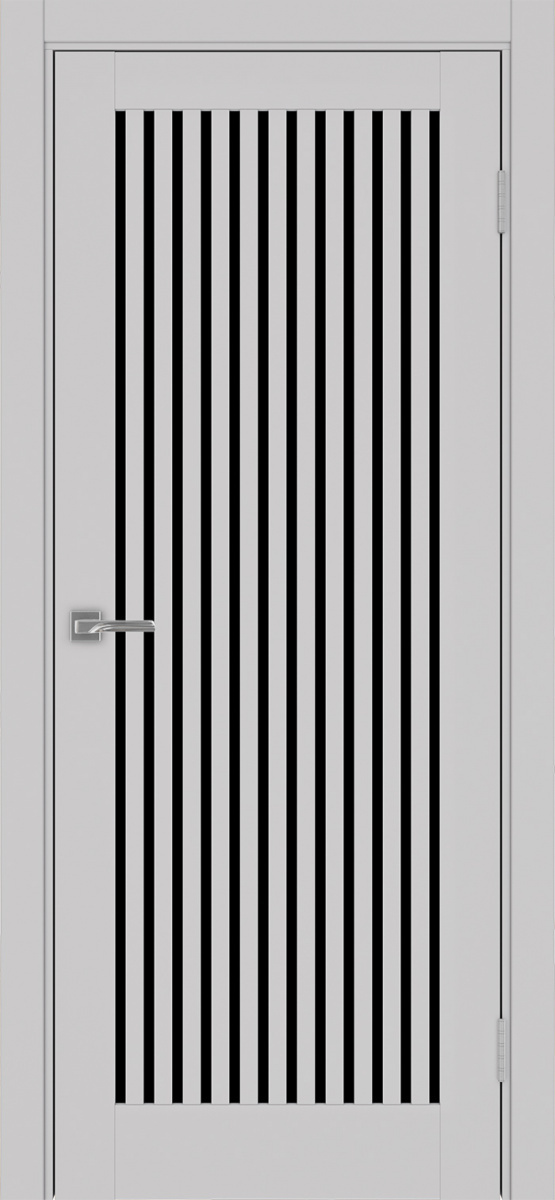 Дверь межкомнатная Оптима Порте Турин 543.2, цвет пепельный, экошпон, стекло лакобель черное