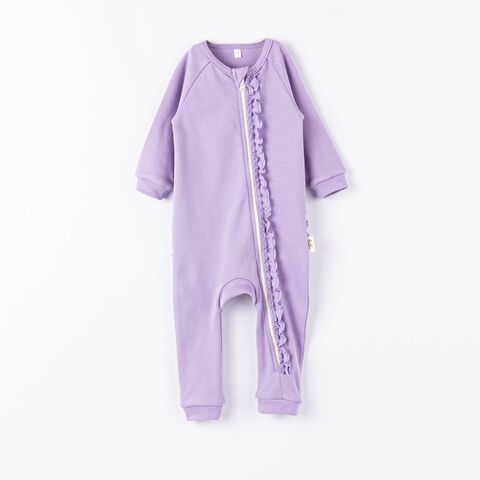 Ruffled zip-up sleepsuit 3-18 months - Lavender
