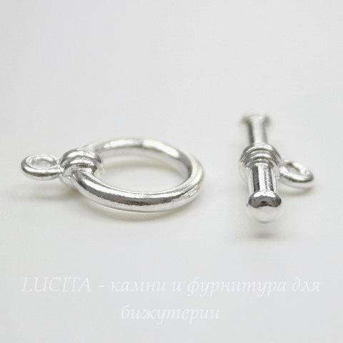 Замок - тоггл из 2х частей TierraCast 16х12 мм, 19х7 мм (цвет-серебро)