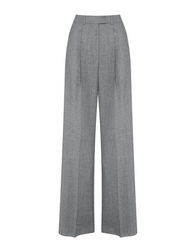 Брюки с защипами из шерсти серый меланж