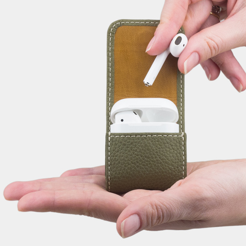 Чехол для наушников Petit из кожи теленка, зеленого цвета