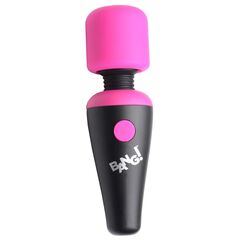 Розово-черный мини-вибромассажер 10X Vibrating Mini Silicone Wand - 