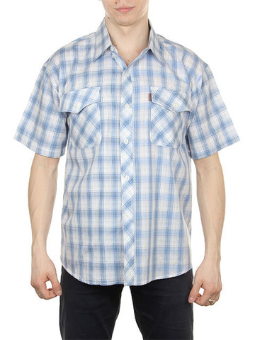 857-2 рубашка мужская, бело-голубая