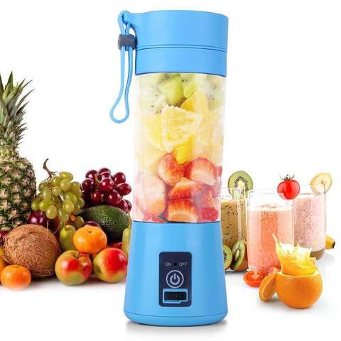 ПОРТАТИВНЫЙ USB БЛЕНДЕР JUICE BLENDER ДЛЯ СМУЗИ 380 мл (голубой)