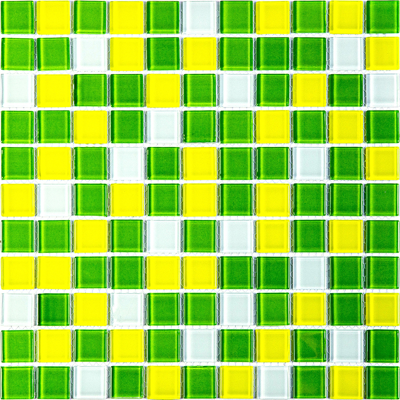 Fresh мозаика Bonaparte стеклянная зеленый желтый белый квадрат