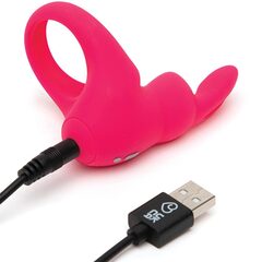 Розовое эрекционное виброкольцо Happy Rabbit Rechargeable Rabbit Cock Ring - 