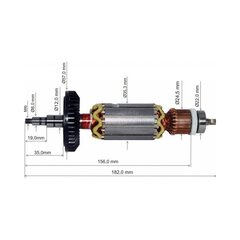 Якорь UNITED PARTS для MAKITA 9562 (аналог 515249-4)