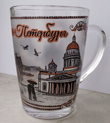 Кружка капучино 320 мл от Художника с бронзой или красным. Стекло. Виды Петербурга