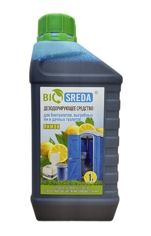 BioSreda Дезодорирующее средство для  биотуалетов, выгребных ям и дачных туалетов Лимон, 1 л