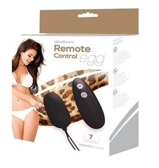 Чёрное виброяйцо с пультом дистанционного управления ULTRA SEVEN REMOTE CONTROL EGG - 