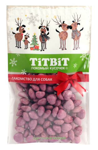 Titbit лакомство для собак Конфеты мясные с черникой Новогодняя коллекция 70г