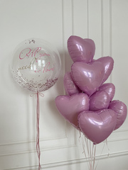 Воздушные шары для девушки - баблс с розовым конфетти и надписью