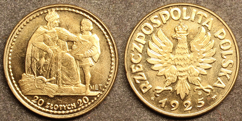Жетон 20 злотых 1925 года Польша бронза копия Копия