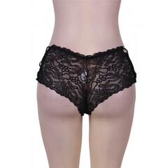 Кружевные трусики с шнуровкой на высокой посадке черные (XL-2XL)