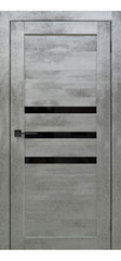 Межкомнатная дверь Велюкс 2 Ясень сноу / Цвет Бетон светлый / Остекление "Лакобель черное" / Двери Верда