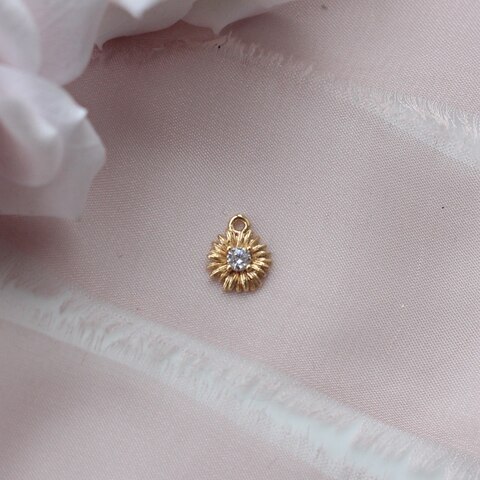 Подвеска Цветок с фианитом 8 мм, позолота, П316