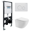 Abber AC1100T-AC0105-AC0121MW Комплект подвесной унитаз Abber Bequem AC1100T белый с инсталляцией AC0105 и кнопкой AC0121MW белая матовая