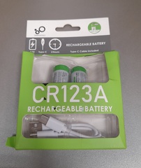 Аккумуляторы CR123a, 2 шт. с кабелем USB Type-C