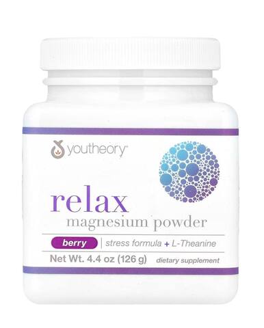 Youtheory Relax, магниевый порошок, формула для снятия стресса + L-теанин, вкус ягод, 126 г (4,4 унции)