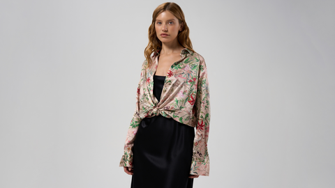 Рубашка шелковая женская Mollen Корсак пудровая