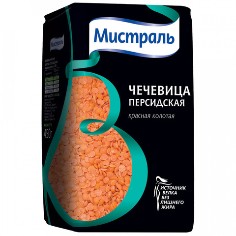Чечевица Мистраль Персидская красная колотая 450г, шт