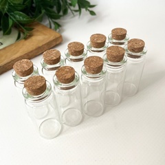 Баночки-бутылочки для хранения с пробкой, прозрачные, 14 мл, 6*2,2*2,2 см, набор 10 шт.