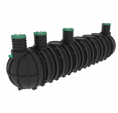 Септик переливной Мультпласт Профи М40 S 40000 л. горизонтальный / 16000 л. в сутки / до 80 чел. / самотечный сброс (10340x2400x2400см;1 800кг;черный) - арт.561567