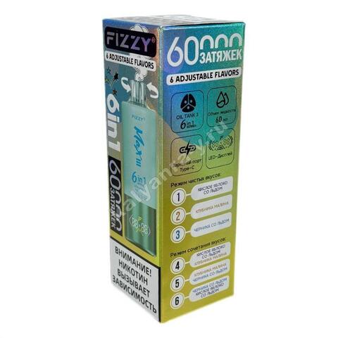 Fizzy Max III (6 в 1) 60000 затяжек - Клубника Малина (микс №9)