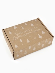 Коробка сборная одиночная Прямоугольник, «Елочки», 27*21*9 см