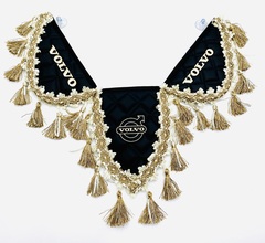 Вымпел тройной Volvo (экокожа, черный с бежевой вышивкой)