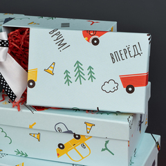 Коробка одиночная, Прямоугольник, Машинки, 13,5*8*5 см