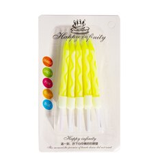 Набор свечей для торта Alingar, 7,5 см, 10 шт., с подставками. "Неон", желтый