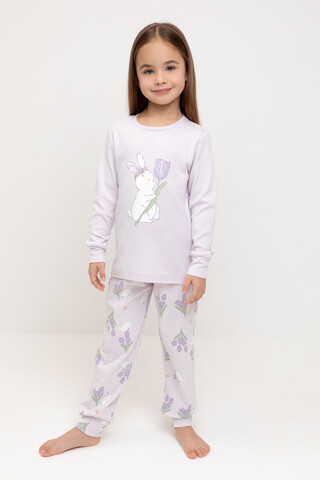 пижама  для девочки  К 1541/нежная сирень,зайчики и тюльпаны