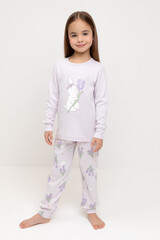 пижама  для девочки  К 1541/нежная сирень,зайчики и тюльпаны