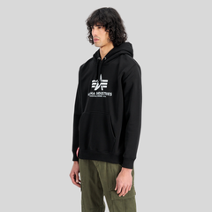 Толстовка Alpha Industries Basic Big Logo Hoodie Black (Чёрная)