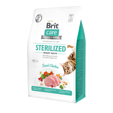 Brit Care Cat GF Sterilized Urinary Health для стерилизованных кошек Профилактика МКБ 400г