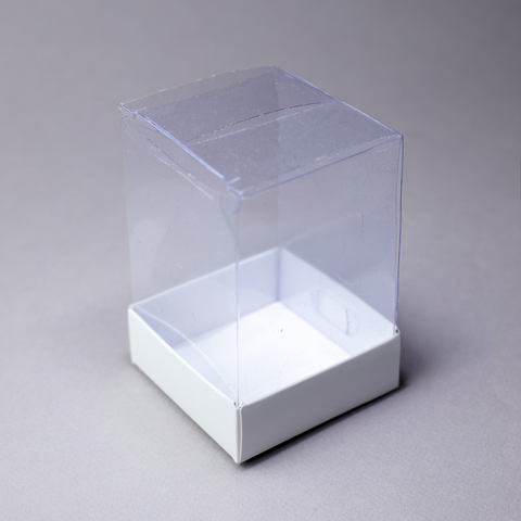 Коробка СУВЕНИРНАЯ дно белый, верх прозрачный 6,5х6,5х10 см