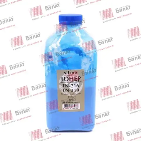 Тонер БУЛАТ s-Line TN-216, TN-319 для Konica Minolta bizhub C220, C280, C360 (Голубой, банка 420 г)