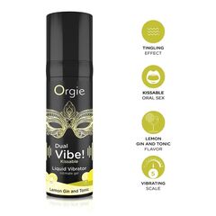 Съедобный жидкий вибратор Dual Vibe! со вкусом лимонного джина с тоником - 15 мл. - 