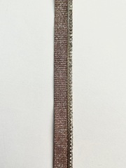 Тесьма на основе силиконовой ленты, цвет: золотисто-розовый, серебристые стразы,14мм