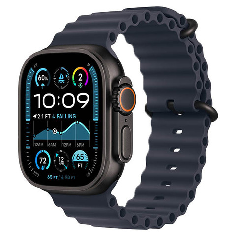 Apple Watch Ultra 2 2024, 49 мм, корпус из черного титана, Ocean Band, темно-синий