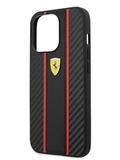 Кожаный чехол Ferrari NM для iPhone 13 Pro (Чёрный с красным)
