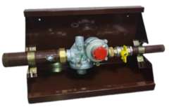 Шкафной газораспределительный пункт (ДРП) ГРПШ ОХТА-RF-25-1-ПЛ-Ф (коричневый)