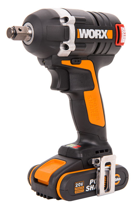 Гайковерт аккумуляторный WORX WX279, 20В, бесщеточный, 2Ач x2, кейс