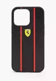 Кожаный чехол Ferrari NM для iPhone 13 Pro (Чёрный с красным)
