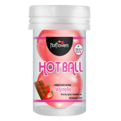 Лубрикант AROMATIC HOT BALL на масляной основе в виде двух шариков (аромат клубники в шоколаде)