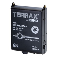 Набор плашек М3-М12 HSS 25мм 8пр Terrax by Ruko A245014 (!)